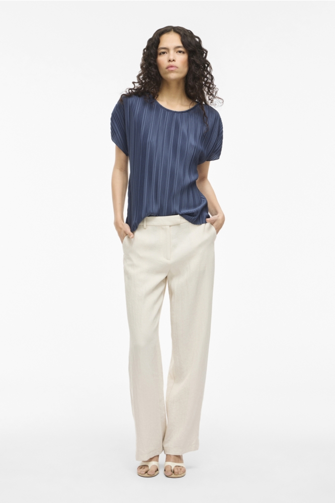 VITAHLIA O-NECK CAPSLEEVE TOP/DFS 14108026 Vintage Indigo